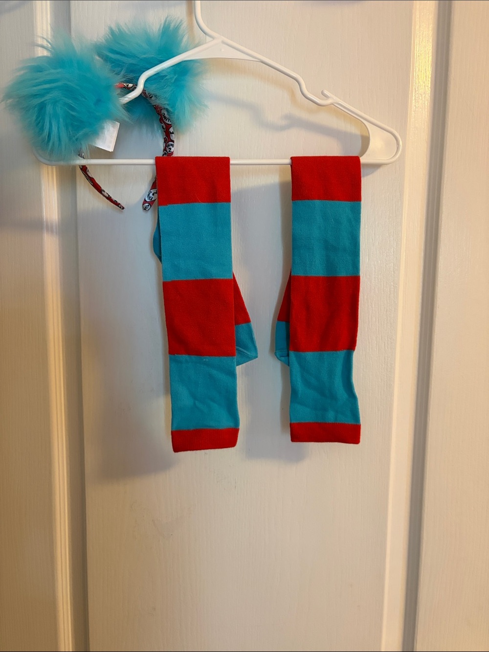 Red "Thing 2" adults Costume Dress with Blue Accents - Picture 3 of 5
